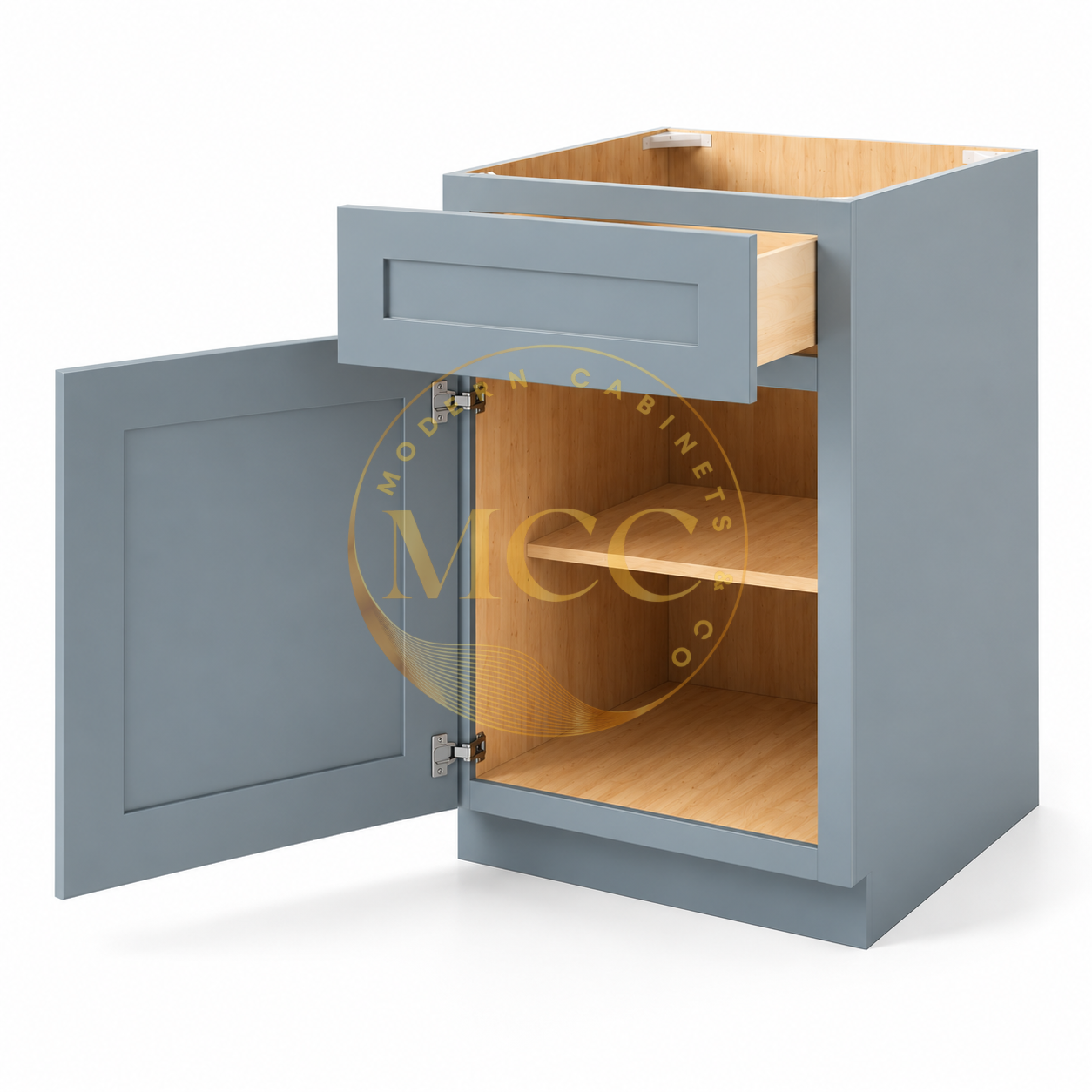 Shaker Gray Base Cabinet with Single Door & Drawer - Image 2