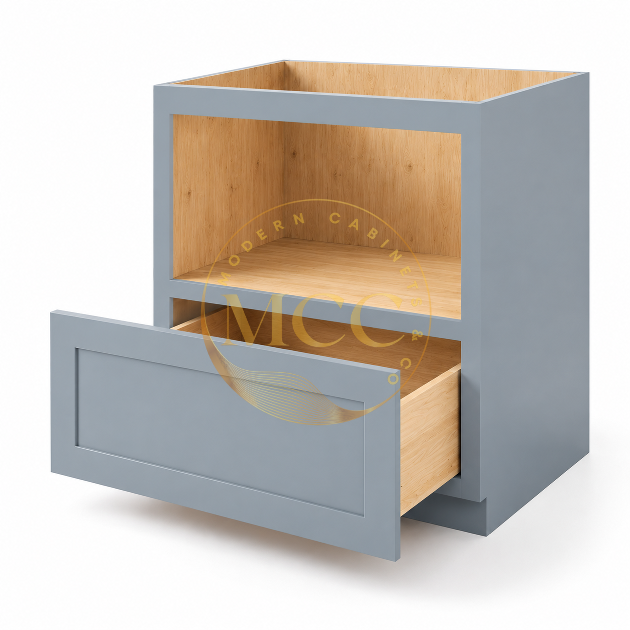 Shaker Gray Microwave Base Cabinet with Single Drawer - Image 2