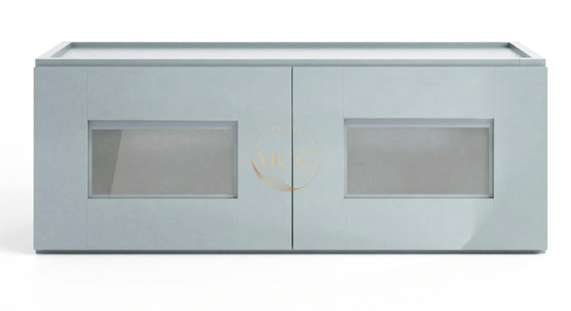 Shaker Gray 12″ H Double Door Wall Cabinet with Glass Doors - Image 2