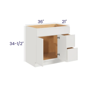 Slim Dove White - Vanity Combo - 36"Wx21"Dx34-1/2"H 2 door, 3 Drawers on Left