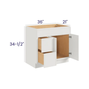 Slim Dove White - Vanity Combo - 36"Wx21"Dx34-1/2"H 2 door, 3 Drawers on Right