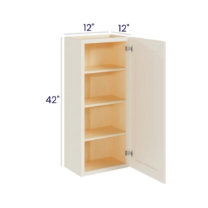 Charleston White - Wall Cabinet Single Door - 12"W X 42"H X 12"D With 1 Door And 3 Shelf