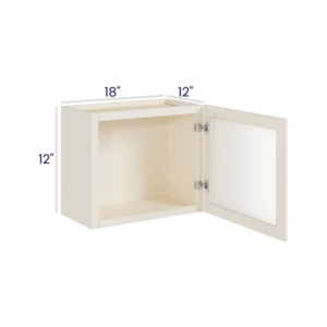 Charleston White - Wall cabinet Single Glass door - 18"W X 12"H X 12"D *Clear Glass Included