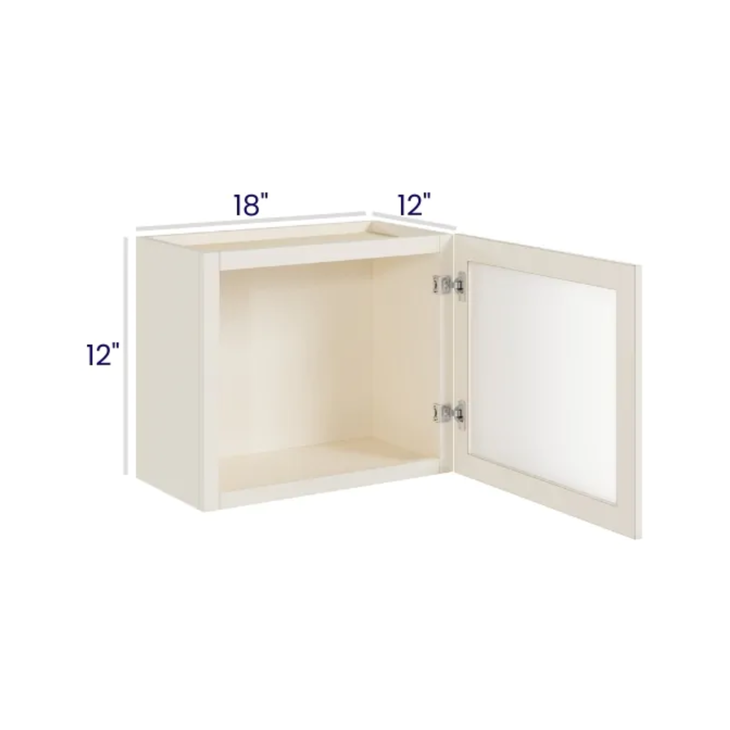 Charleston White - Wall cabinet Single Glass door - 18"W X 12"H X 12"D *Clear Glass Included