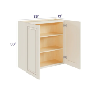 Charleston White - Wall Cabinet Double Door - 36"W X 30"H X 12"D With 2 Door And 2 Shelf