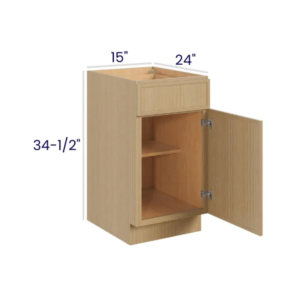 Slim Oak Shaker Base Cabinet Single Door and Drawer