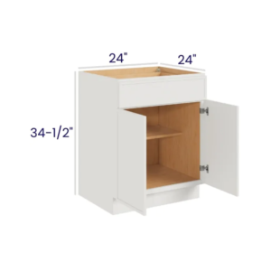 Slim Dove White - Base Cabinet - 24"W x 34-1/2"H x 24"D - 2D, 1DRW, 1S