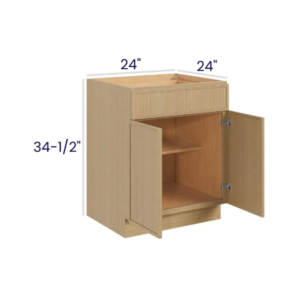 Slim White Oak Shaker Base Cabinet Double Door and Single Drawer