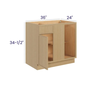 Slim White Oak Shaker Blind Corner Base Cabinet