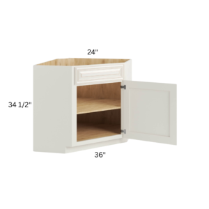 Charleston White - Corner Sink Base Cabinet - 36"W X 24"D X 34-1/2"H With 1 Door And 1 Dummy Drawers