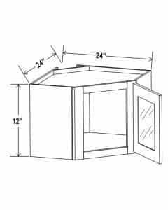 Shaker Espresso 12″ x 24″ Diagonal Corner Wall Cabinet with Glass
