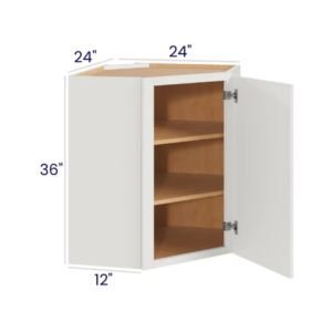 Slim Dove White - Wall Diagonal Corner Cabinet - 24"W X 36"H X 12"D With 1 Door And 2 Shelf
