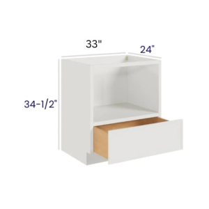Slim Dove White - Microwave Base Cabinet - 33"W X 34-1/2"H X 24"D