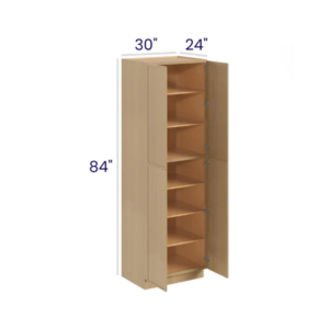 Slim White Oak 30″W Two Double Door Utility Pantry Cabinet