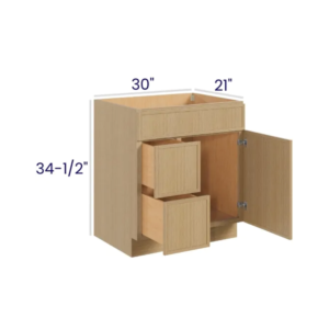 Slim White Oak - Vanity Combo - 30"Wx21"Dx34-1/2"H 2 door, 3 Drawers on Left