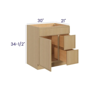 Slim White Oak - Vanity Combo - 30"Wx21"Dx34-1/2"H 2 door, 3 Drawers on Right