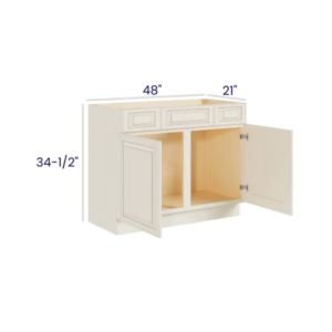 Charleston White - Vanity Combo - 48"W X 21"D X 34-1/2"H With 2 Door, 2 Drawers And 1 Dummy Drawer