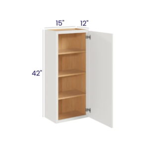 Slim Dove White - Wall Cabinet Single Door - 15"W X 42"H X 12"D With 1 Door And 3 Shelf