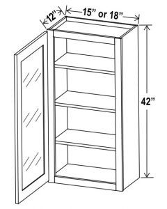 Shaker Espresso 42″ H Single Door Wall Cabinet with Glass Door