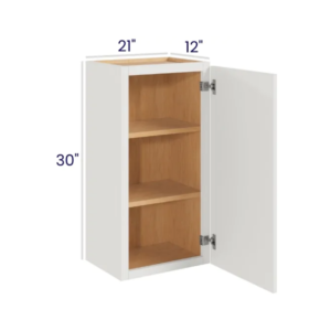 Slim Dove White - Wall Cabinet Single Door - 21"W X 30"H X 12"D With 1 Door And 2 Shelf