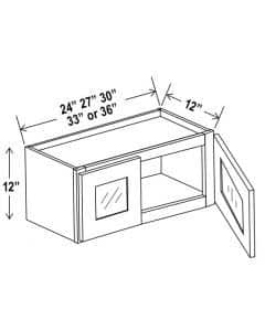 Shaker Espresso 12″ H Double Door Wall Cabinet with Glass Doors