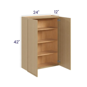 Slim White Oak 42″ H Double Door Wall Cabinet