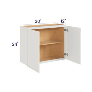 Slim Dove White - Wall Cabinet Double Door - 30"W X 24"H X 12"D With 2 Door