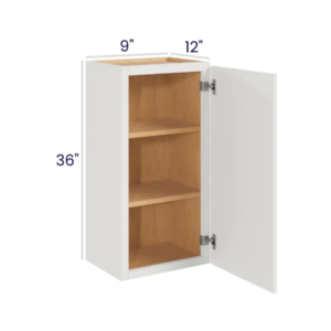 Slim Dove White - Wall Cabinet Single Door - 9"W X 36"H X 12"D With 1 Door And 2 Shelf